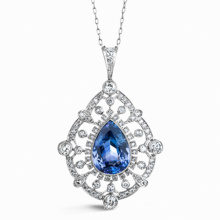 Micro Pave Setting 925 Silver Drop Sapphire Pendentifs Bijoux